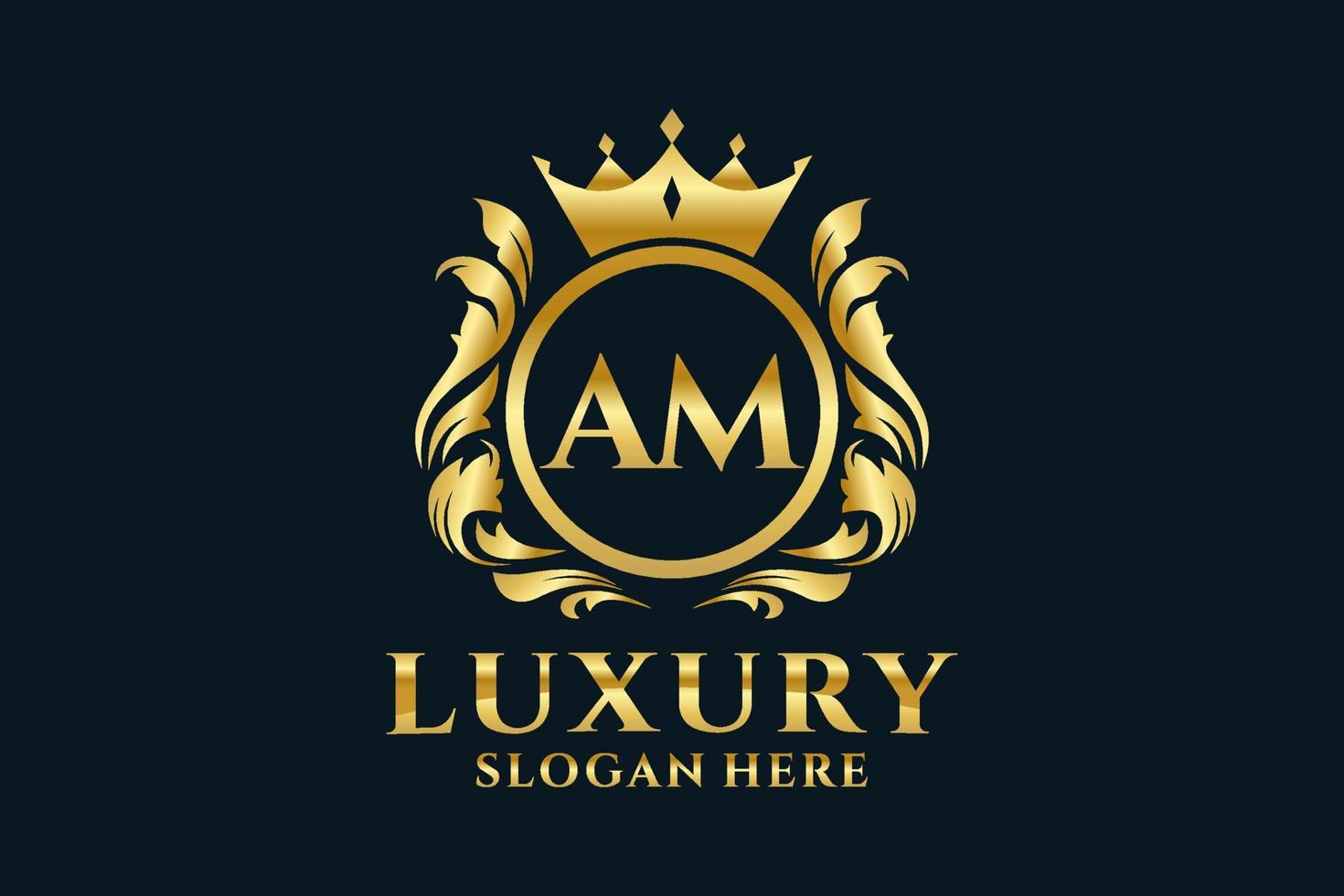 Initial AM Letter Royal Luxury Logo template in vector art for luxurious branding projects and other vector illustration.