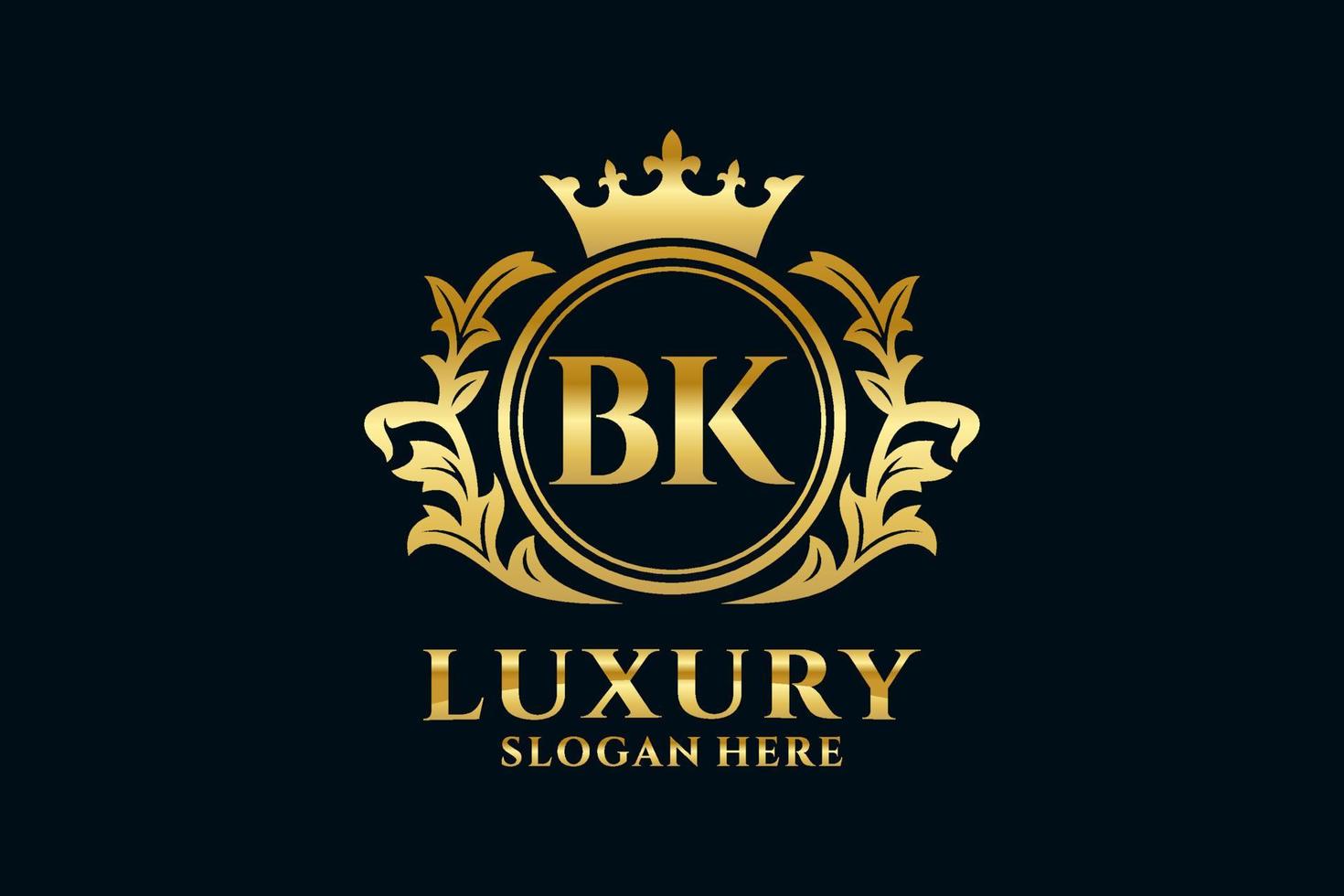 Initial BK Letter Royal Luxury Logo template in vector art for luxurious branding projects and other vector illustration.