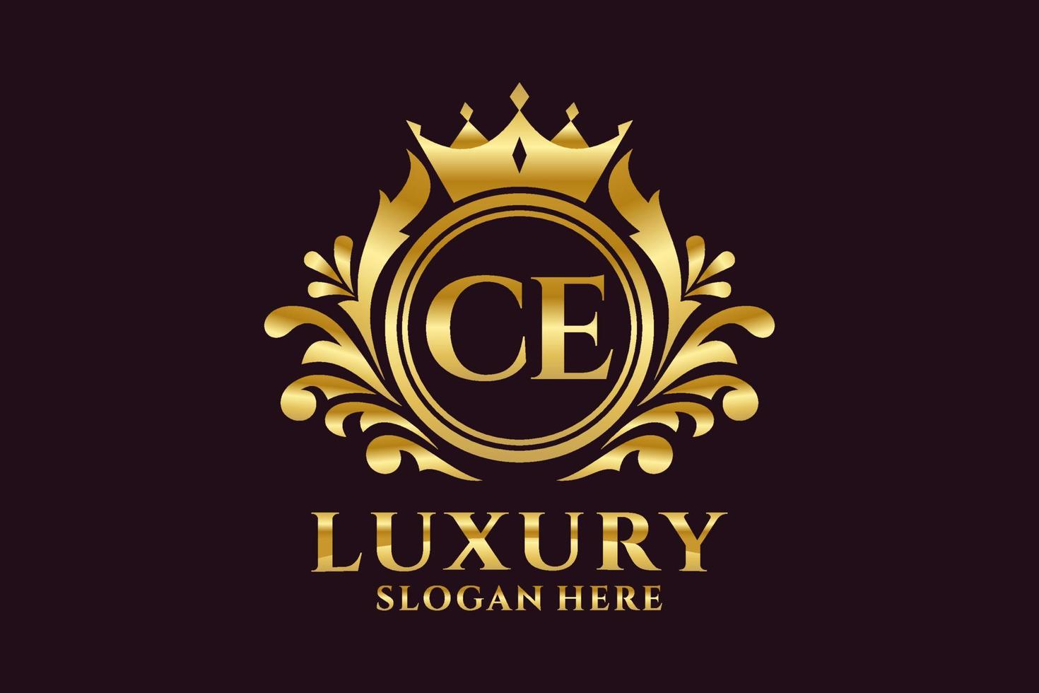 Initial CE Letter Royal Luxury Logo template in vector art for luxurious branding projects and other vector illustration.