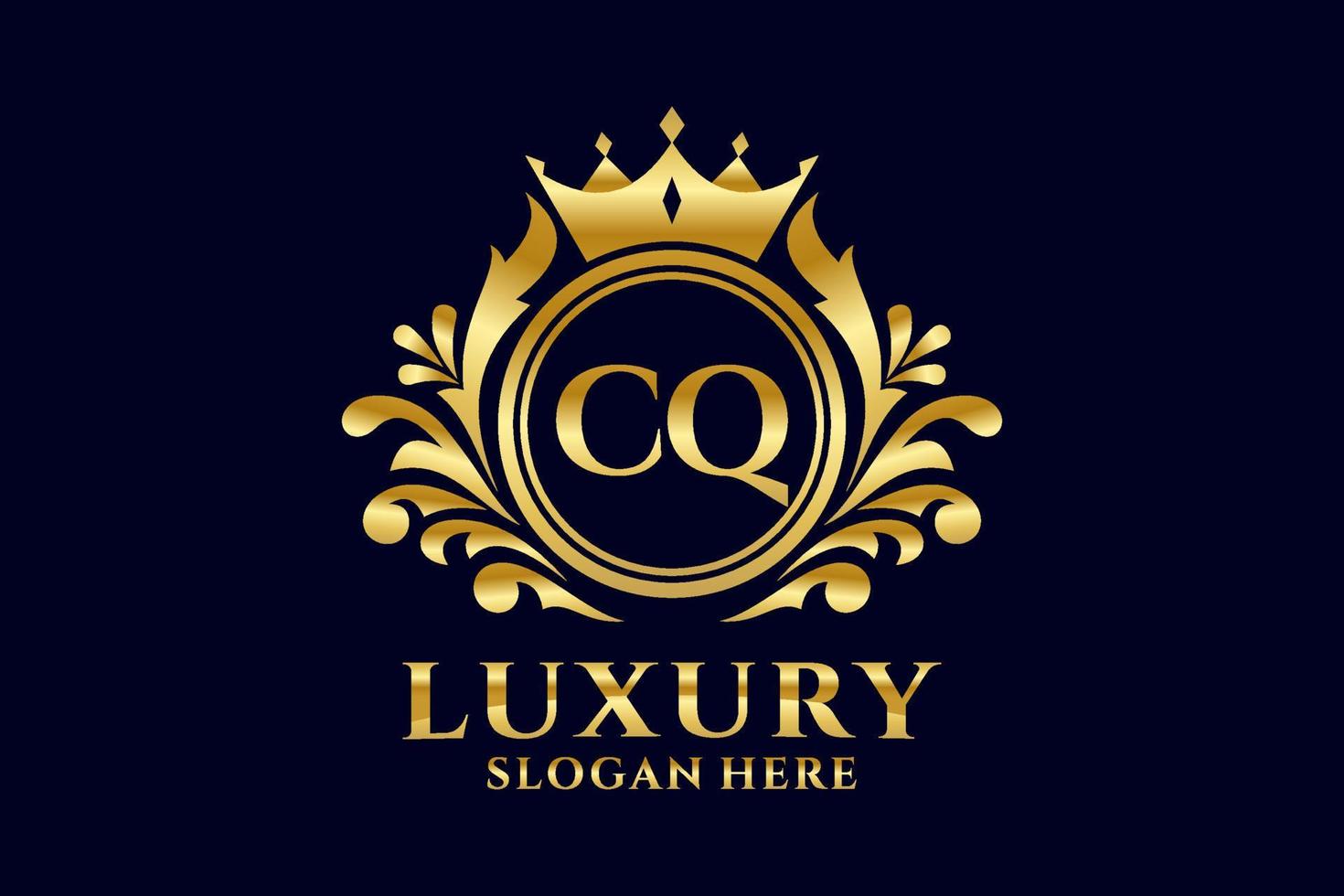 Initial CQ Letter Royal Luxury Logo template in vector art for luxurious branding projects and other vector illustration.