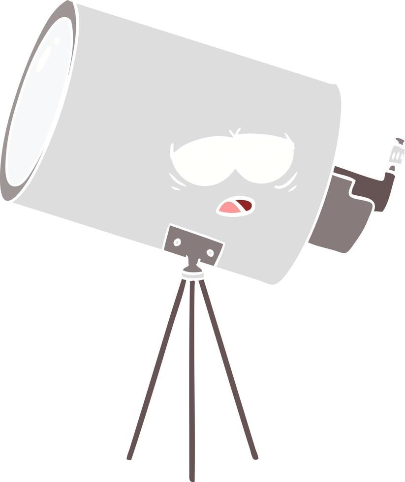 flat color style cartoon bored telescope with face vector