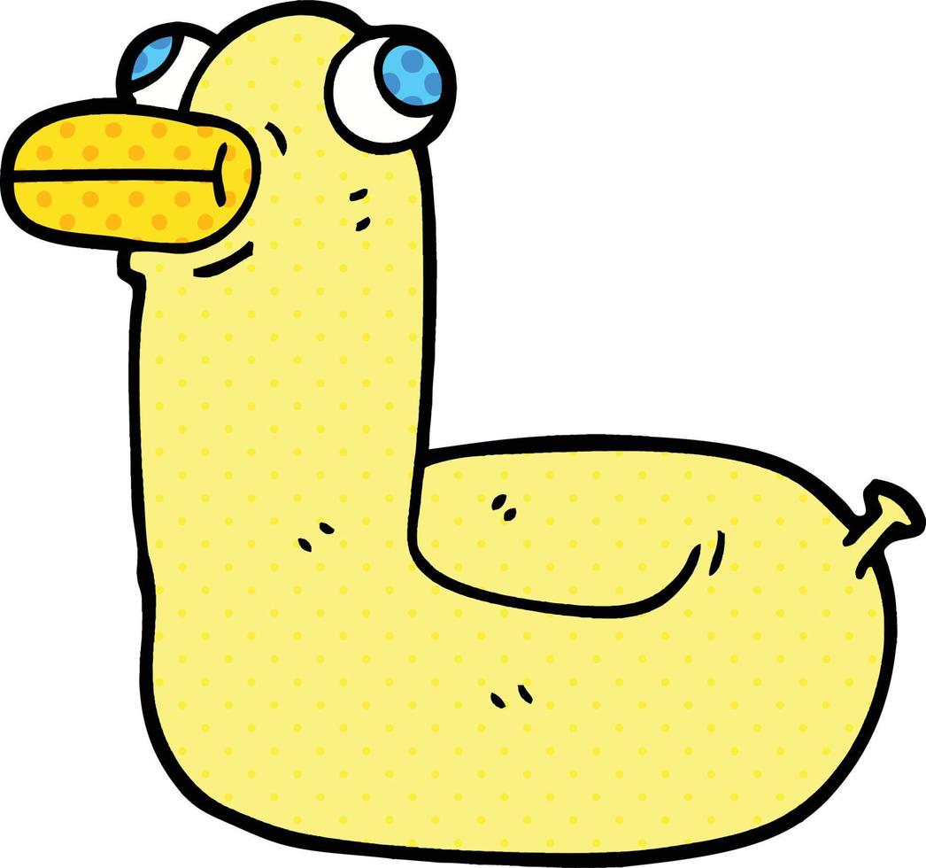 pato de anillo amarillo de dibujos animados de estilo cómic vector