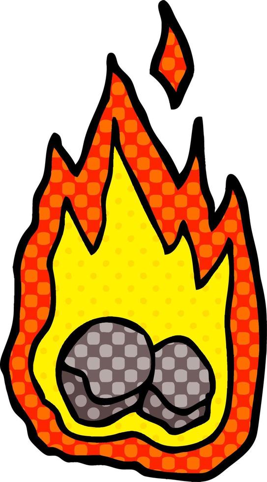cartoon doodle burning coals vector
