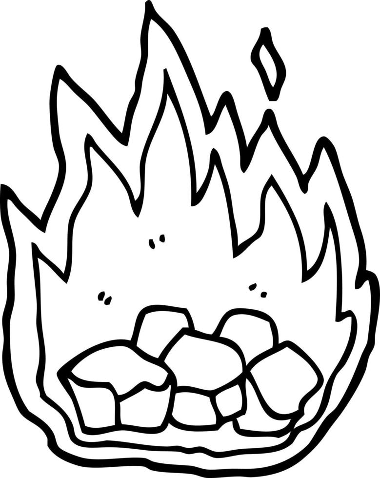 line drawing cartoon burning coals vector