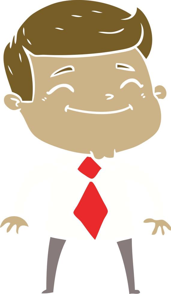 happy flat color style cartoon businessman vector