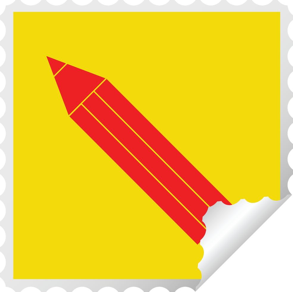 pencil vector illustration square peeling sticker
