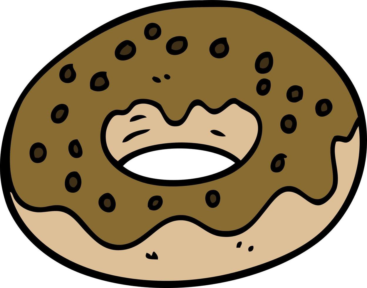 cartoon doodle chocolate coated donut vector