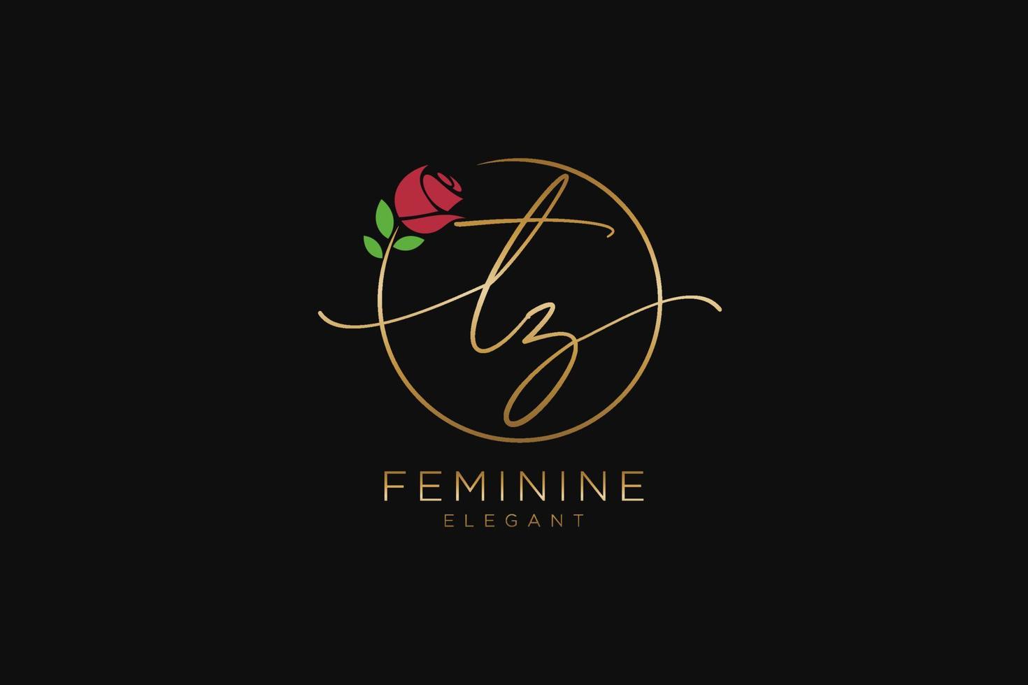 monograma de belleza de logotipo femenino inicial tz y diseño de logotipo elegante, logotipo de escritura a mano de firma inicial, boda, moda, floral y botánica con plantilla creativa. vector