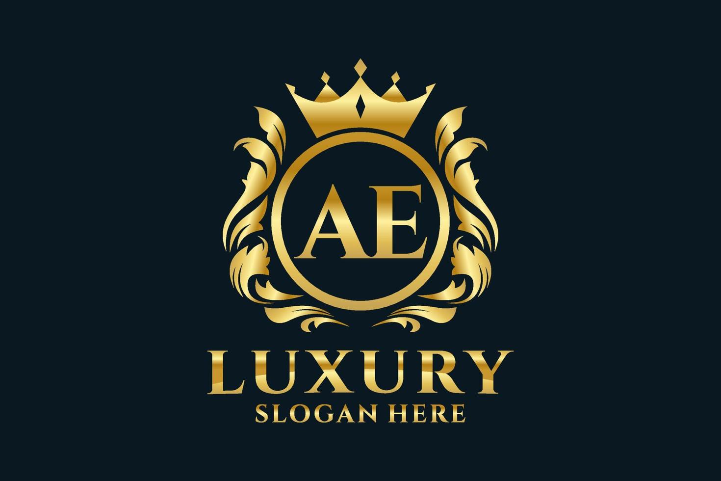 Initial AE Letter Royal Luxury Logo template in vector art for luxurious branding projects and other vector illustration.