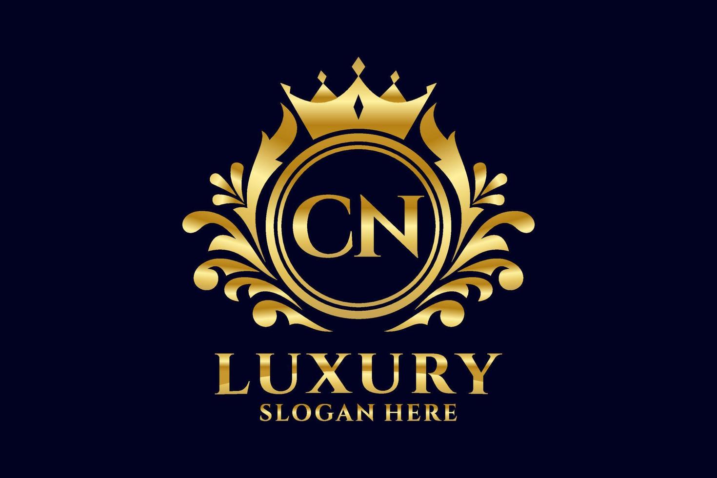 Initial CN Letter Royal Luxury Logo template in vector art for luxurious branding projects and other vector illustration.