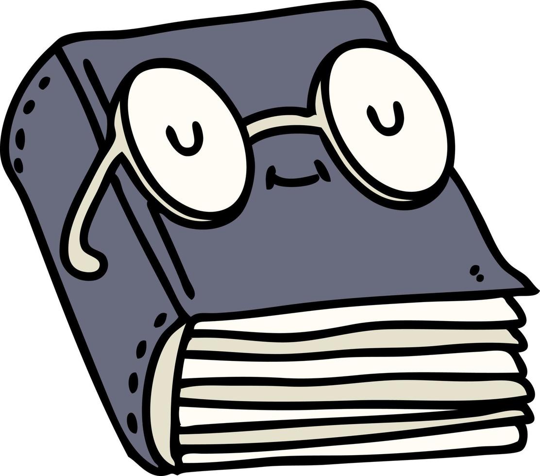 cartoon of a book wearing spectacles vector