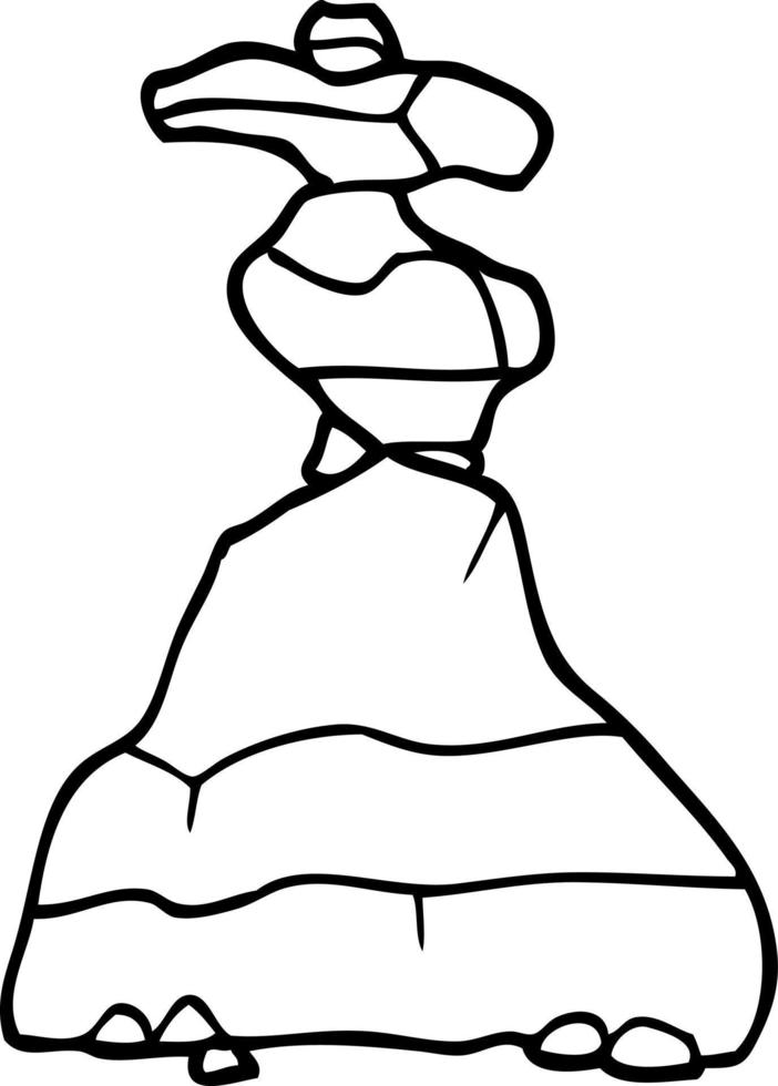 line drawing cartoon boulders vector