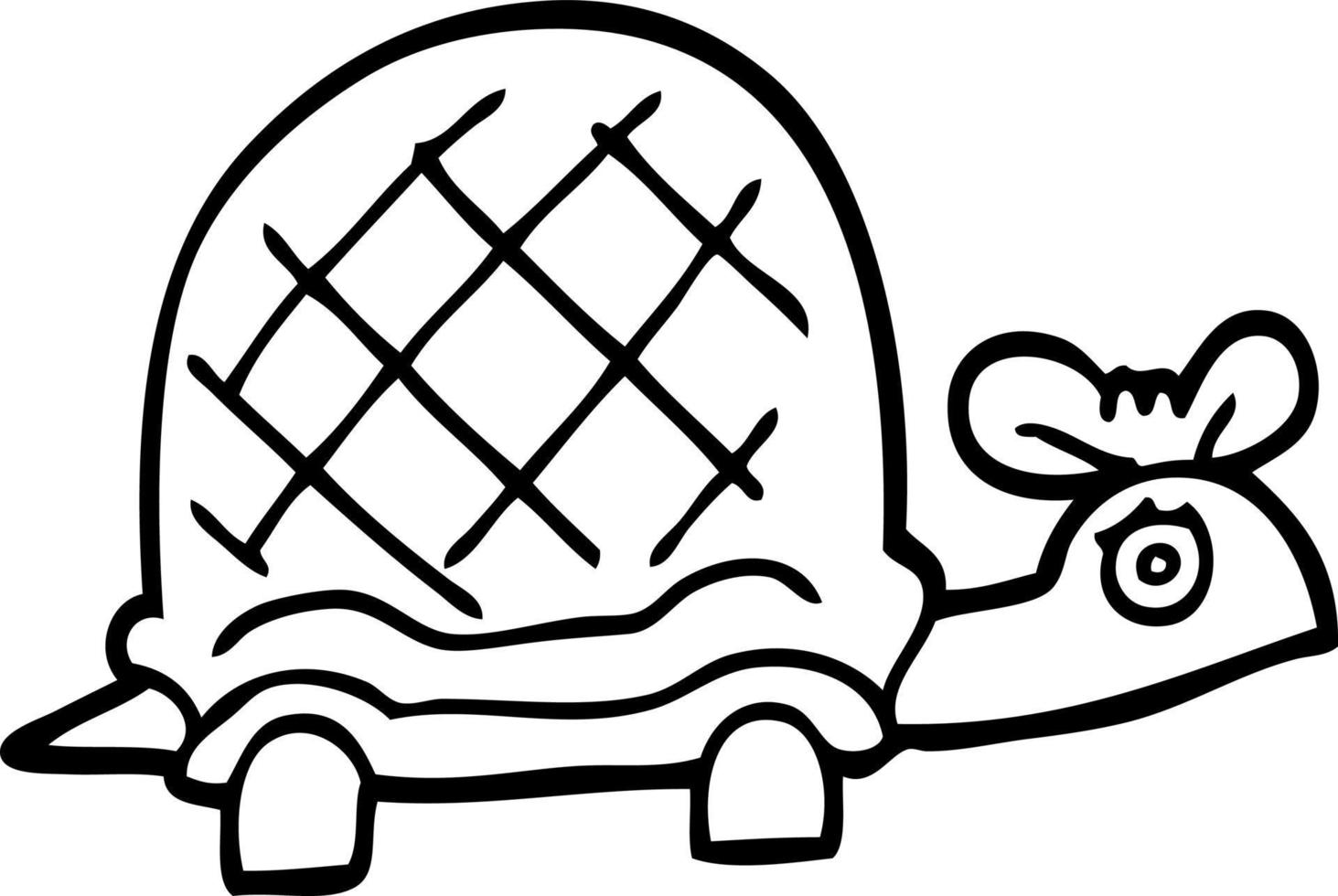 line drawing cartoon funny tortoise vector
