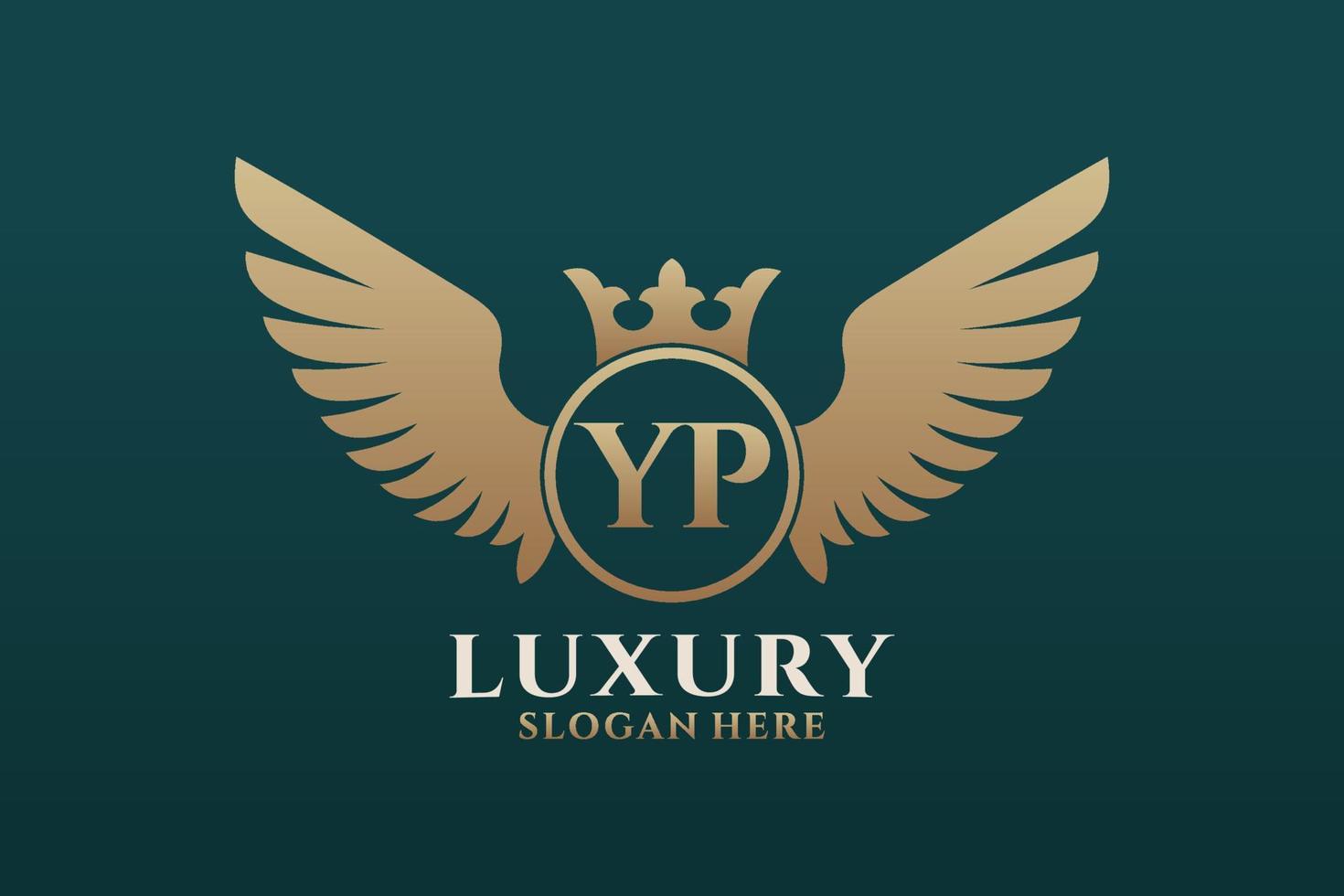 Luxury royal wing Letter YP crest Gold color Logo vector, Victory logo, crest logo, wing logo, vector logo template.