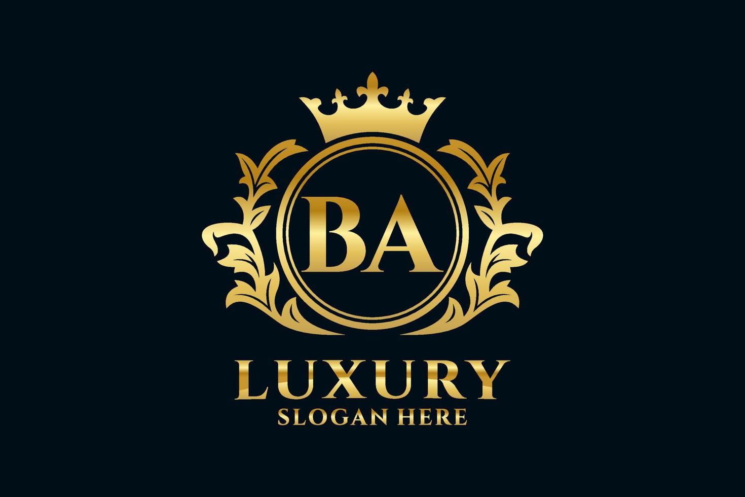 Initial BA Letter Royal Luxury Logo template in vector art for luxurious branding projects and other vector illustration.
