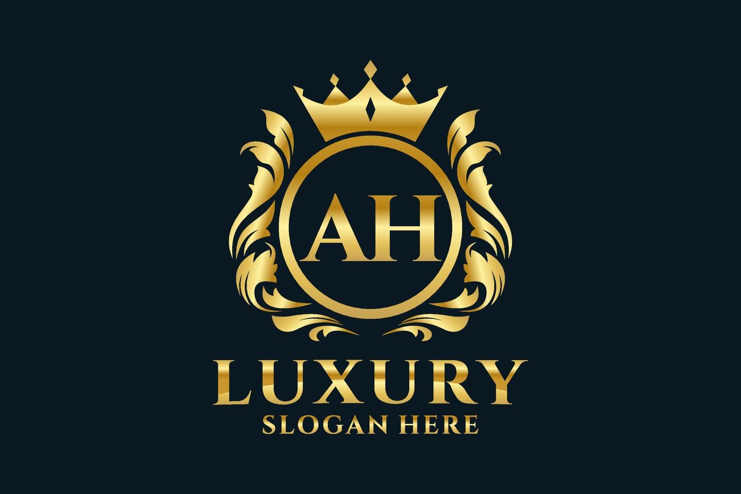 Initial AH Letter Royal Luxury Logo template in vector art for luxurious branding projects and other vector illustration.