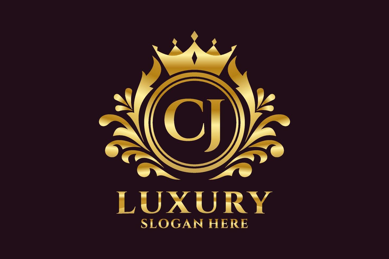 Initial CJ Letter Royal Luxury Logo template in vector art for luxurious branding projects and other vector illustration.