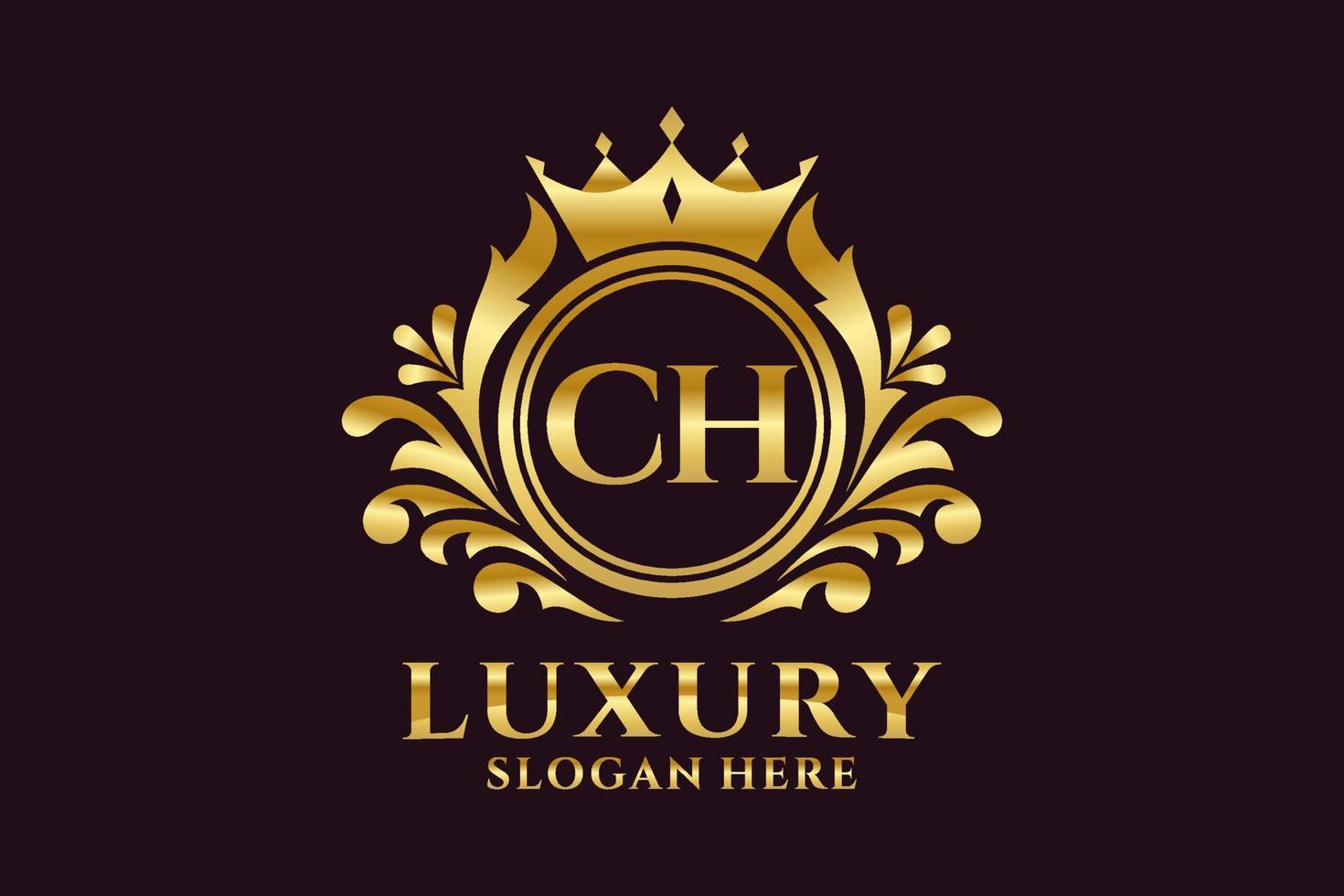 Initial CH Letter Royal Luxury Logo template in vector art for luxurious branding projects and other vector illustration.