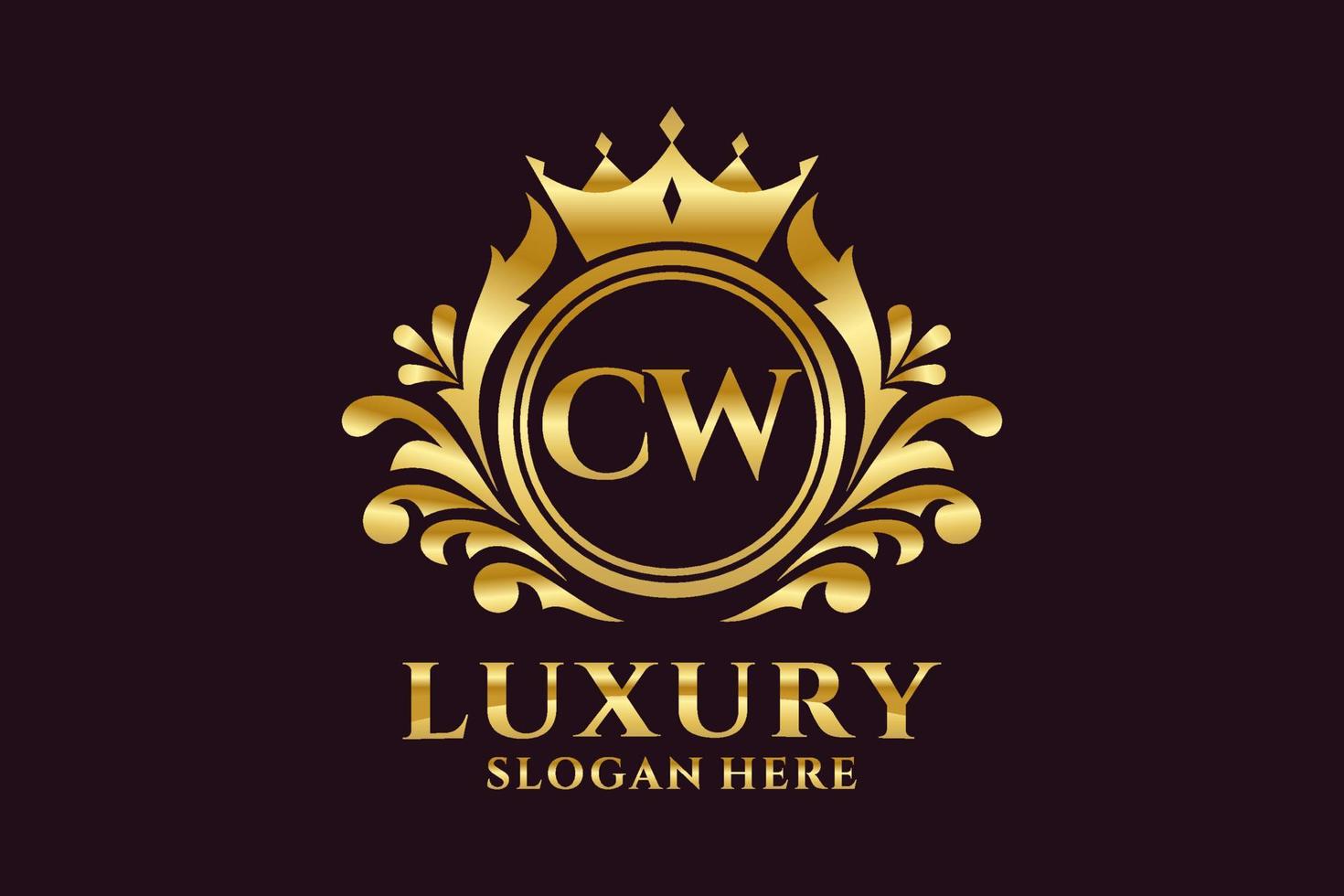 Initial CW Letter Royal Luxury Logo template in vector art for luxurious branding projects and other vector illustration.