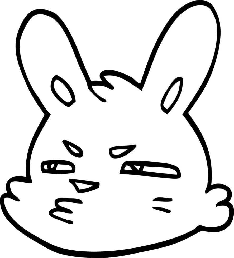 line drawing cartoon moody rabbit vector
