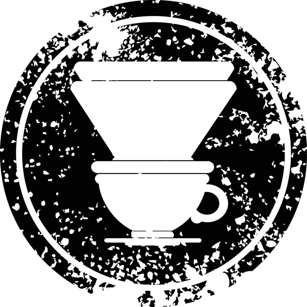 coffee filter cup circular distressed symbol vector