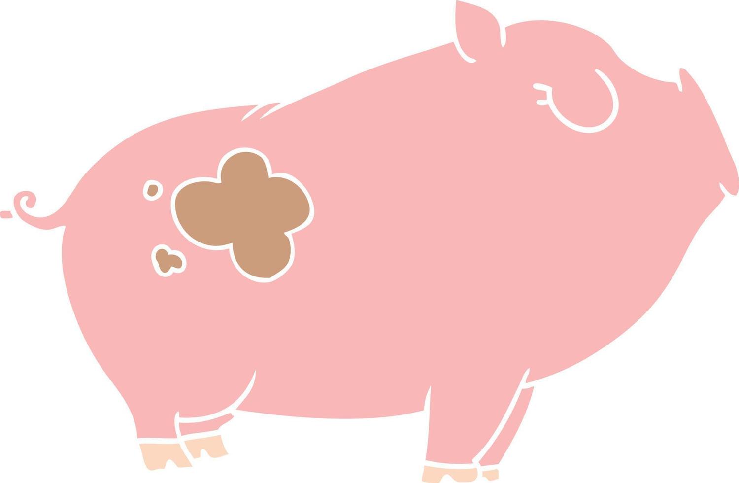 flat color style cartoon pig vector