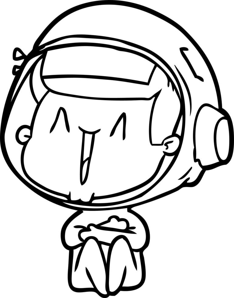 happy cartoon astronaut vector