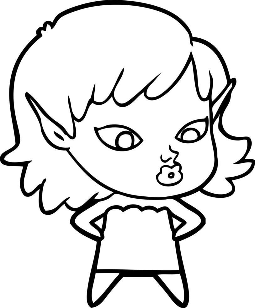 pretty cartoon elf girl vector