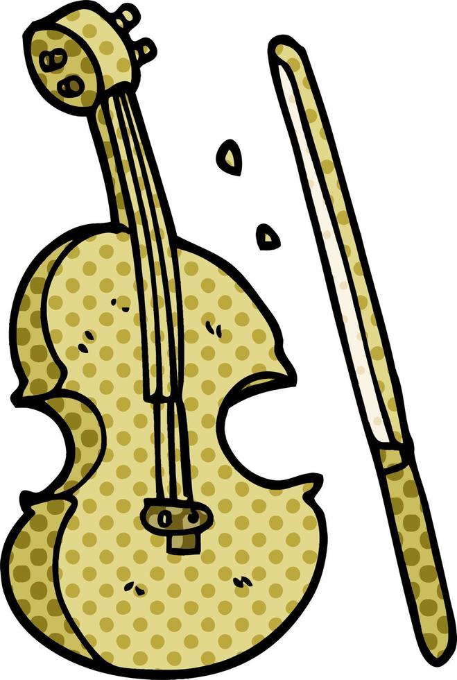 caricatura, garabato, violín, y, arco vector