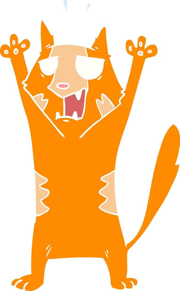 gato en pánico de dibujos animados de estilo de color plano vector