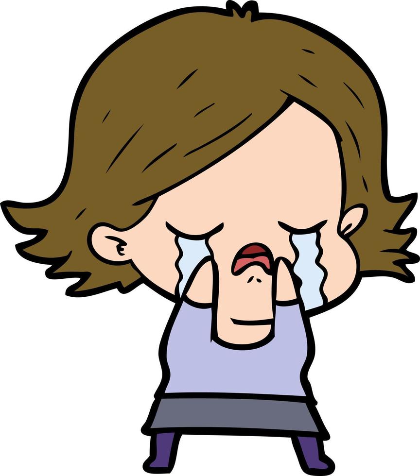 cartoon girl crying vector