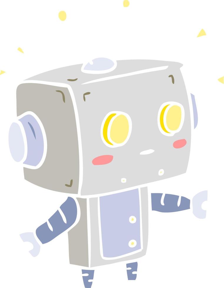 cute flat color style cartoon surprised robot vector