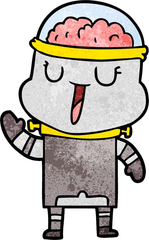 happy cartoon robot waving vector