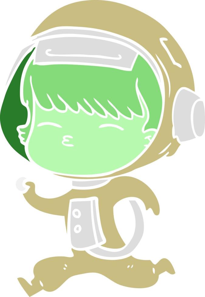 flat color style cartoon curious running astronaut vector