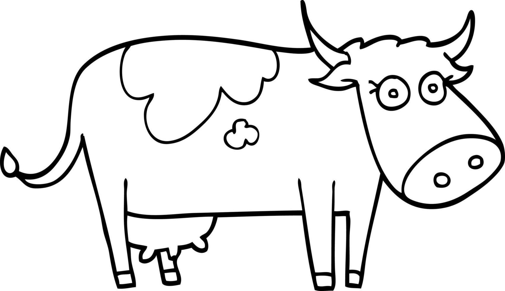 vaca de granja de dibujos animados de dibujo lineal vector