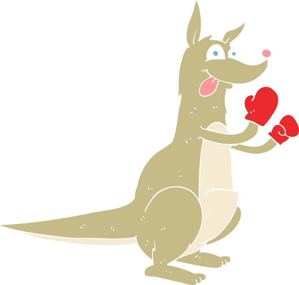 flat color illustration of a cartoon boxing kangaroo vector