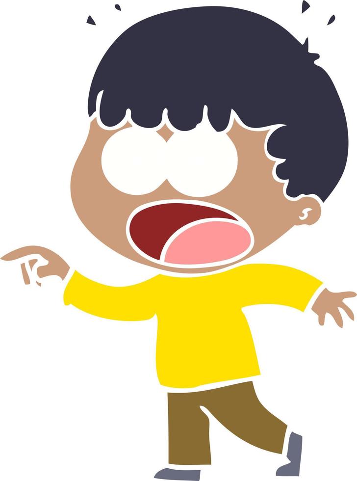 flat color style cartoon shocked man pointing vector