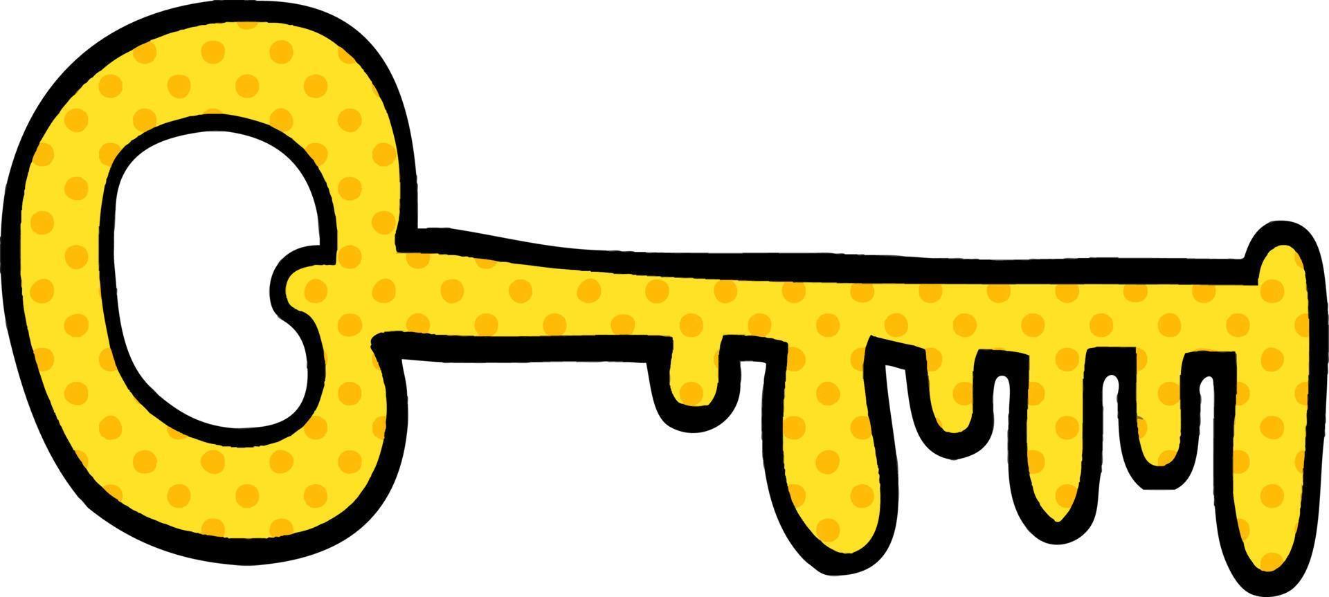 cartoon doodle gold key vector
