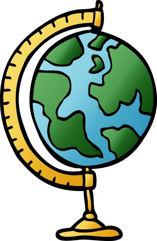 cartoon doodle globe vector
