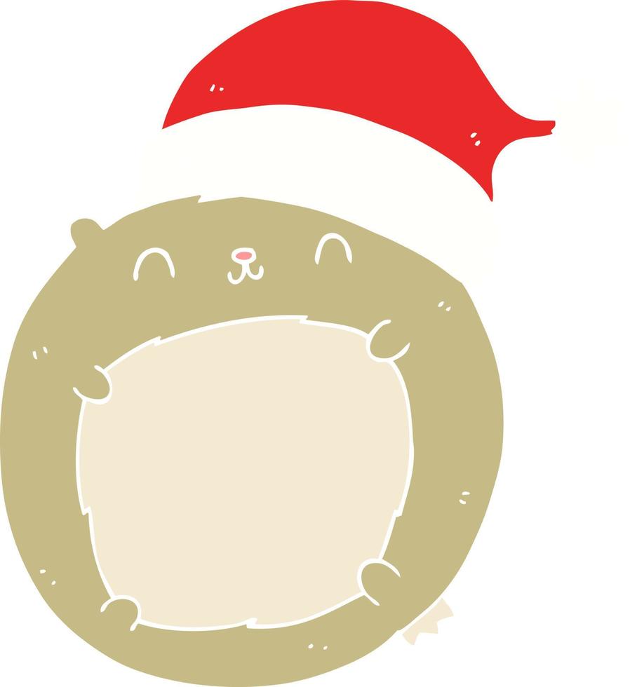 cute flat color style cartoon christmas bear vector