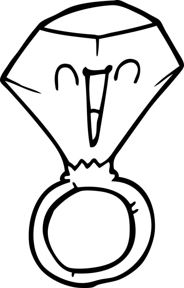 line drawing cartoon red ruby ring vector