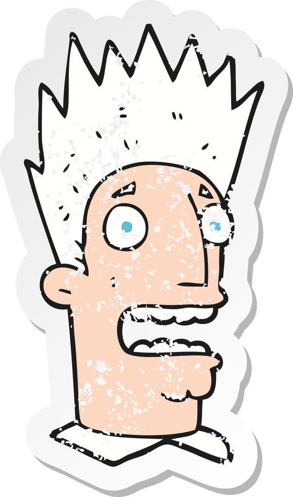 retro distressed sticker of a cartoon shocked man vector