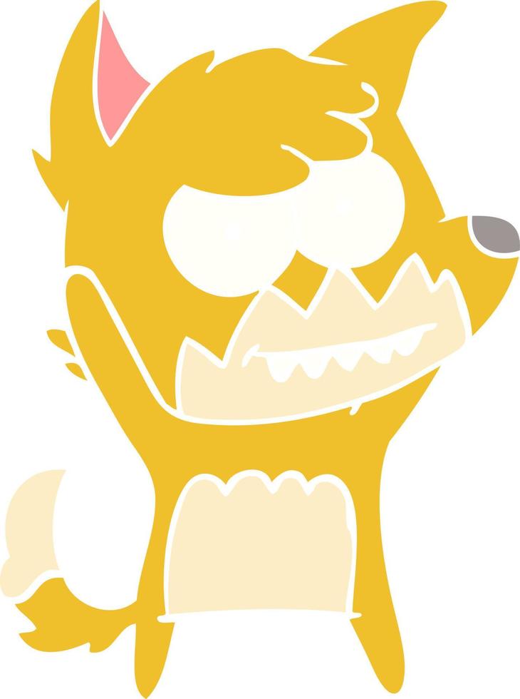 flat color style cartoon grinning fox vector