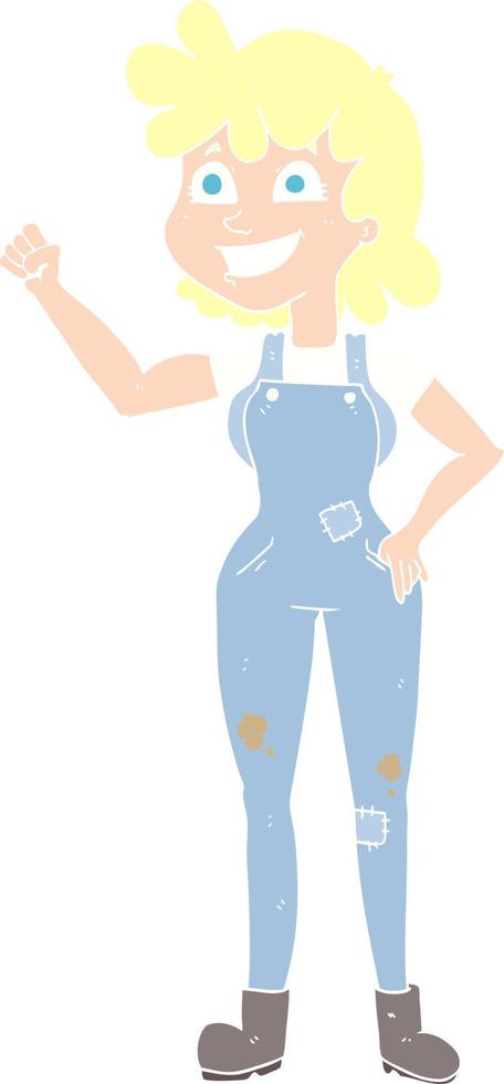 flat color illustration of a cartoon determined woman clenching fist vector