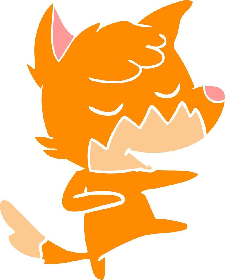 friendly flat color style cartoon fox dancing vector