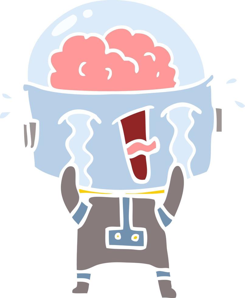 flat color style cartoon crying robot vector