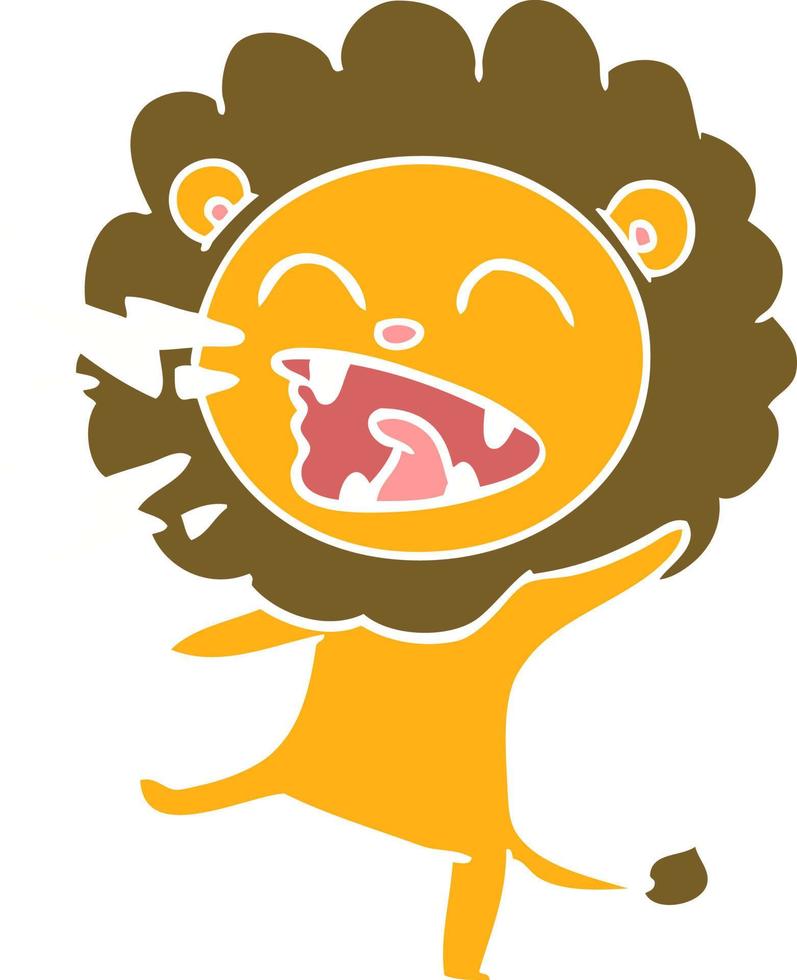 flat color style cartoon roaring lion vector