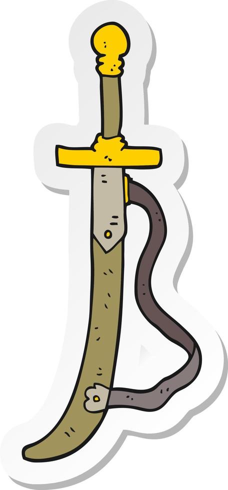 sticker of a cartoon sword vector