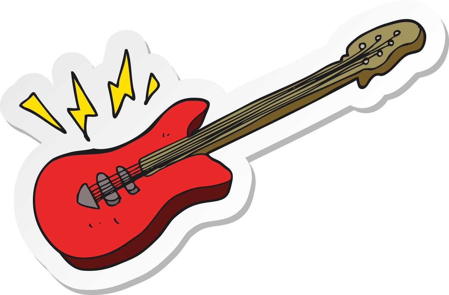 sticker of a cartoon electric guitar vector