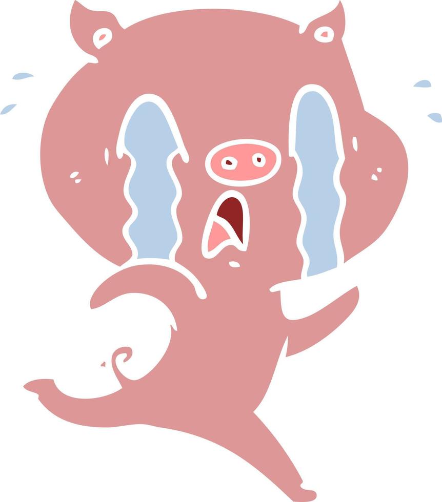 crying pig flat color style cartoon vector